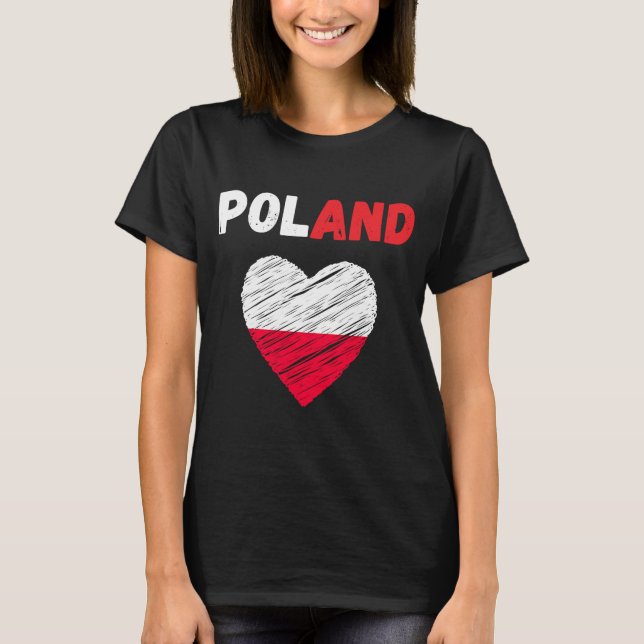 Camiseta Fiesta de la bandera de Polonia Polska Heart Polsk (Anverso)