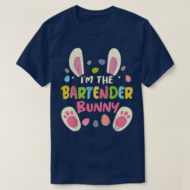 Camiseta Fiesta de la familia Bartender Easter Mating Bunny (Diseño del anverso)