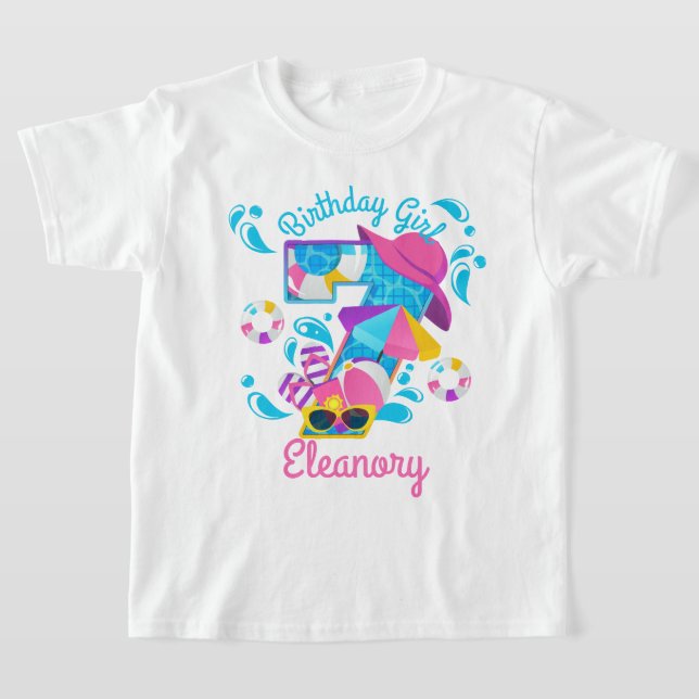 Camiseta Fiesta de la piscina Cumpleaños Séptimo Verano (Distribución)