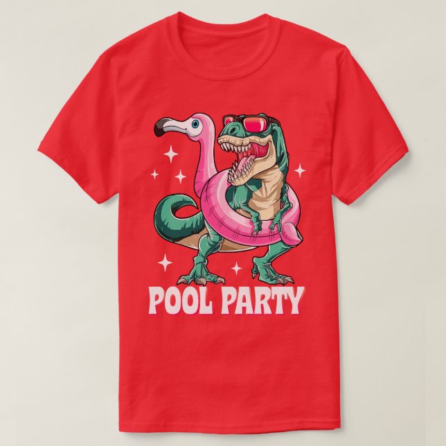 Camiseta Fiesta de la piscina de dinosaurios Flamingo para  (Diseño del anverso)