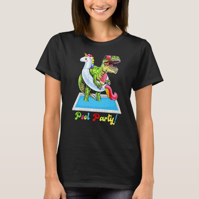 Camiseta Fiesta de la piscina Rex Dinosaur Unicornio Suma d (Anverso)