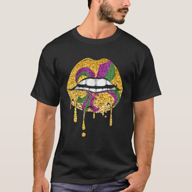 Camiseta Fiesta de labios disfrazado Fiesta Mardi Gras Gif (Anverso)