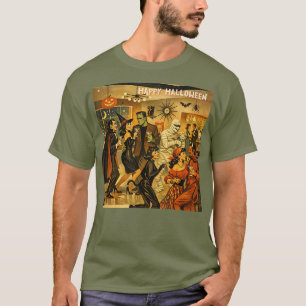 Camiseta Fiesta de Martini de Halloween Retro de la Mitad d