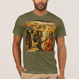 Camiseta Fiesta de Martini de Halloween Retro de la Mitad d