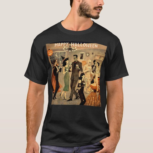 Camiseta Fiesta de Martini de Halloween Retro de Mediados d (Anverso)
