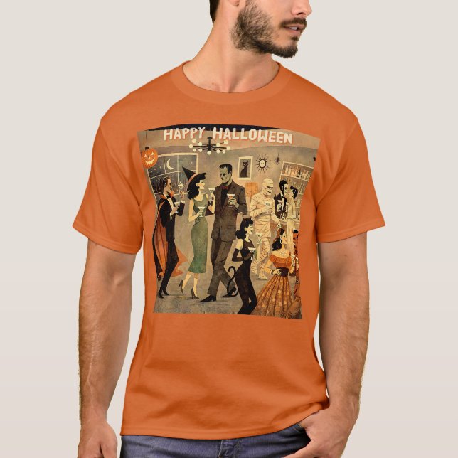 Camiseta Fiesta de Martini de Halloween Retro de Mediados d (Anverso)