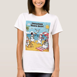 Camiseta Fiesta de muñecos de nieve en la playa