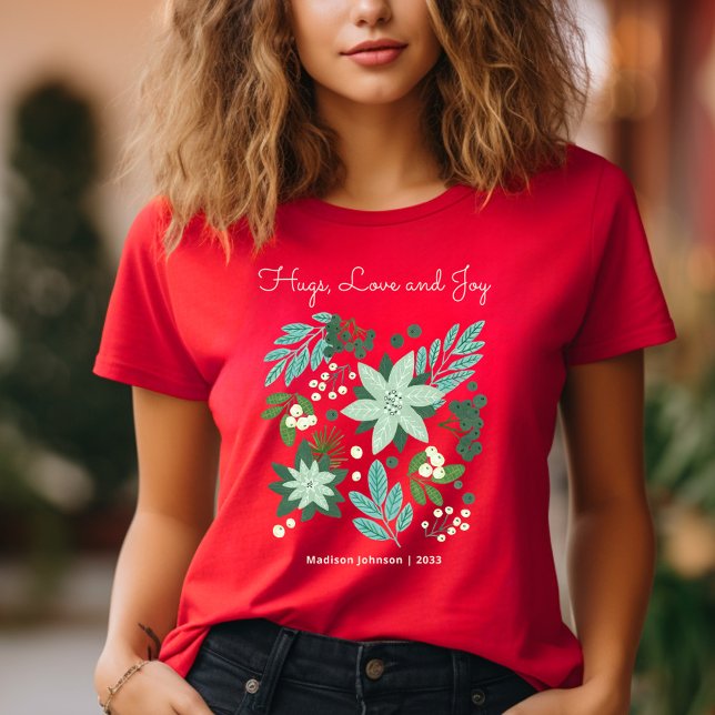 Camiseta Fiesta de Navidad floral (Floral Christmas Party T-Shirt)