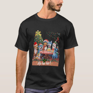 Camiseta Fiesta de Navidades de familia azul