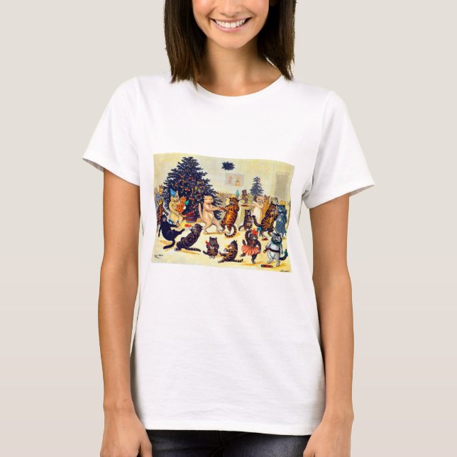 Camiseta Fiesta de Navidades de gato, Louis Wain (Anverso)
