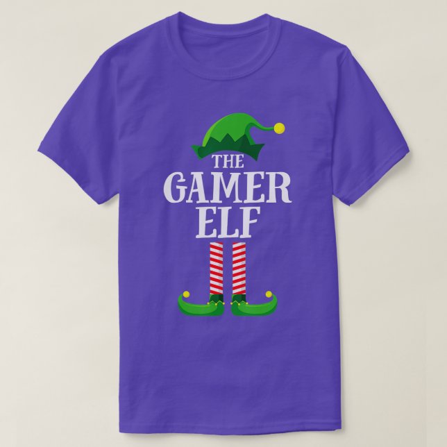 Camiseta Fiesta de Navidades del grupo familiar Gamer Elf (Diseño del anverso)