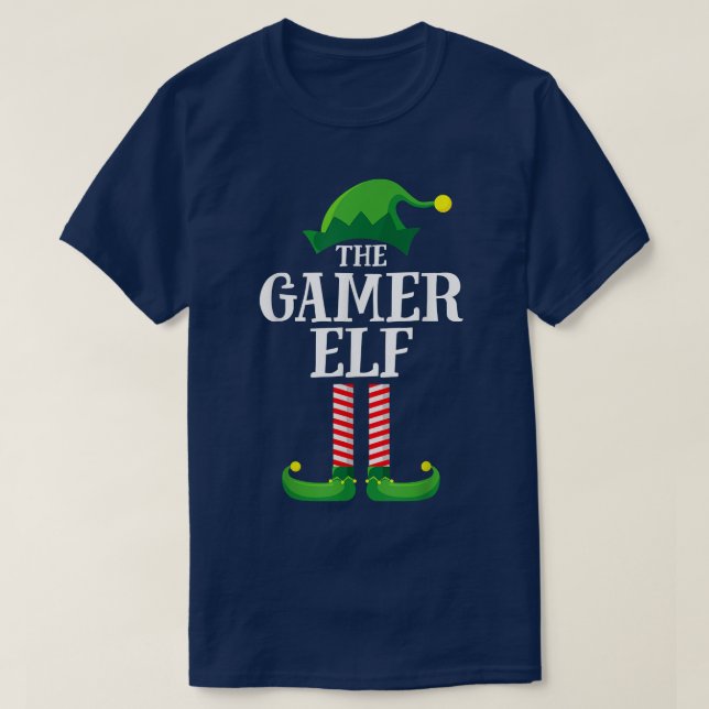 Camiseta Fiesta de Navidades del grupo familiar Gamer Elf (Diseño del anverso)