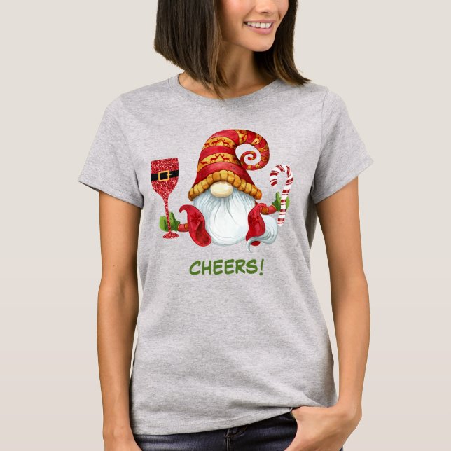 Camiseta Fiesta de Navidades educados, Gnome Cheers (Anverso)