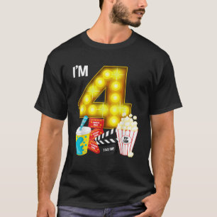 Camiseta Fiesta de Noche de Cine Cumpleaños 4º Tema de Pelí