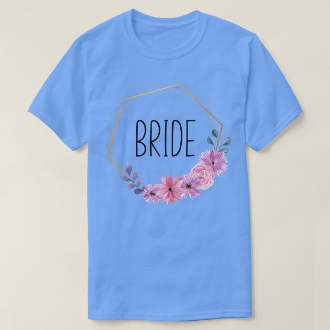 Camiseta Fiesta de novia novia Flores púrpuras Boho (Diseño del anverso)