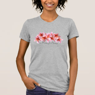 Camiseta Fiesta de novias Flores de Plumeria Rosa Hawái