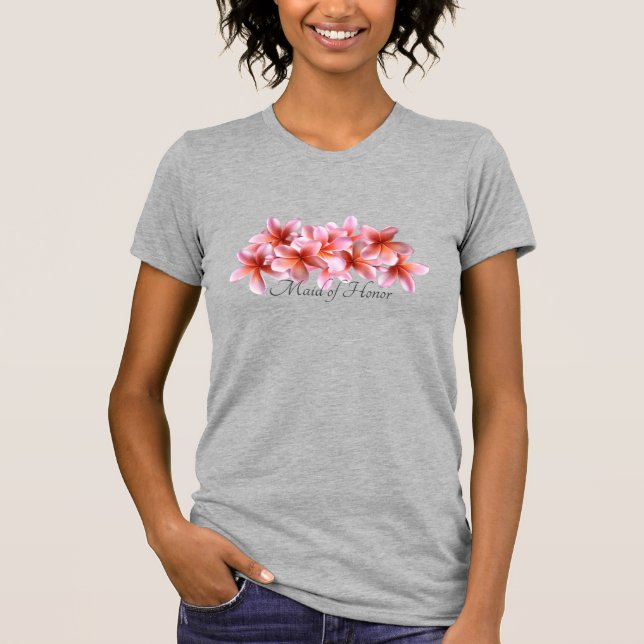 Camiseta Fiesta de novias Flores de Plumeria Rosa Hawái (Anverso)