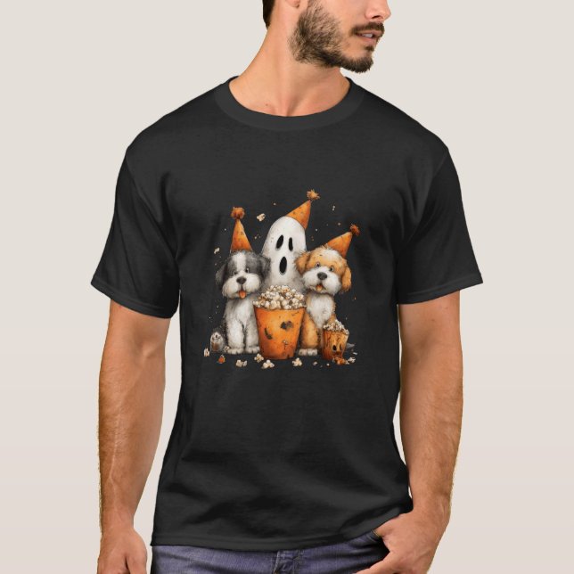 Camiseta Fiesta de Palomitas de Perro Fantasmagórico (Anverso)