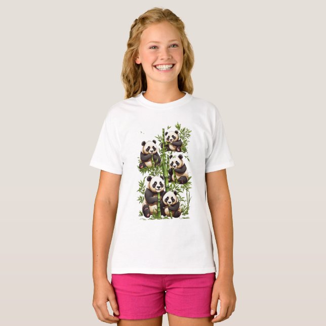 Camiseta Fiesta de Panda: Diseño de Fiesta de Bambú, (Anverso completo)