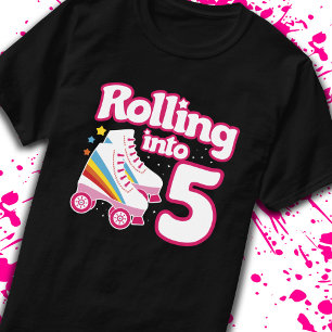 Camiseta Fiesta de Patinaje Infantil - Quinto Cumpleaños - 