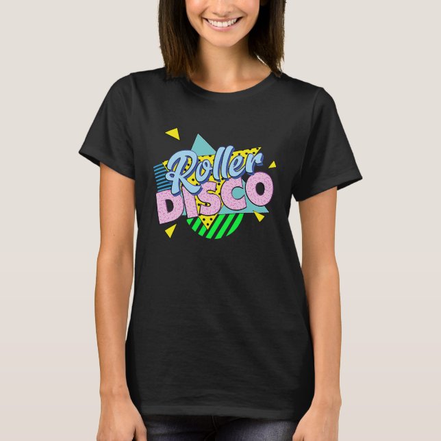 Camiseta Fiesta de patines de los 80  ROLLER DISCO (Anverso)