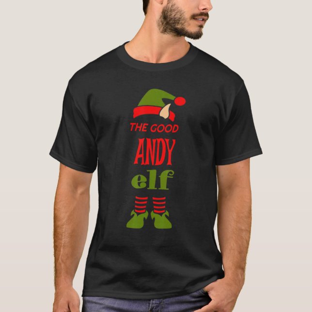 Camiseta Fiesta de pijamas navideñas coincidentes de ANDY E (Anverso)