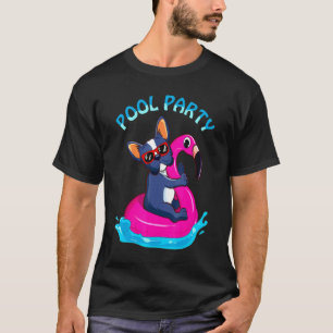 Camiseta Fiesta De Piscina Bulldog Francés En El Flotador F