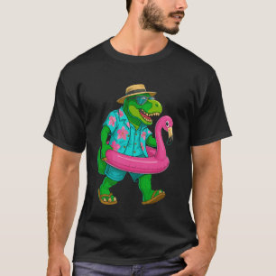 Camiseta Fiesta de Piscina Dinosaurio Flotador de Flamenco