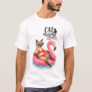 Camiseta Fiesta de Piscina para Amantes de Gatos Siameses