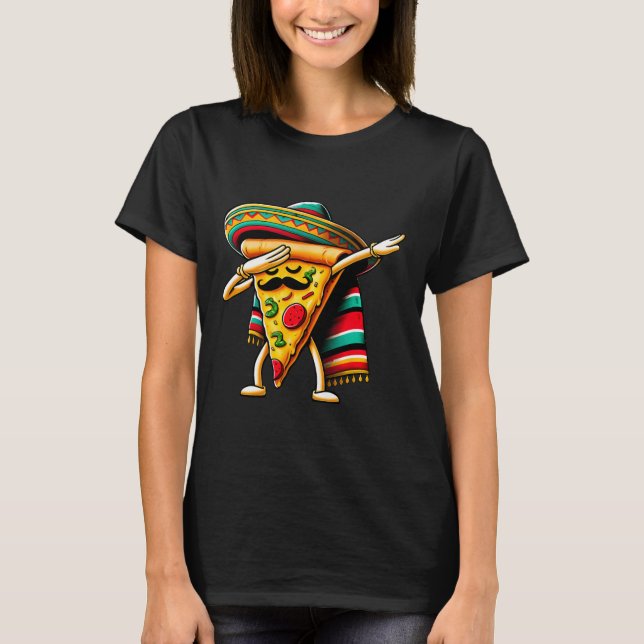 Camiseta Fiesta de Pizza con Dabbing Cinco De Mayo Mexicano (Anverso)