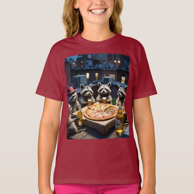 Camiseta Fiesta de pizza de mapache (Anverso)