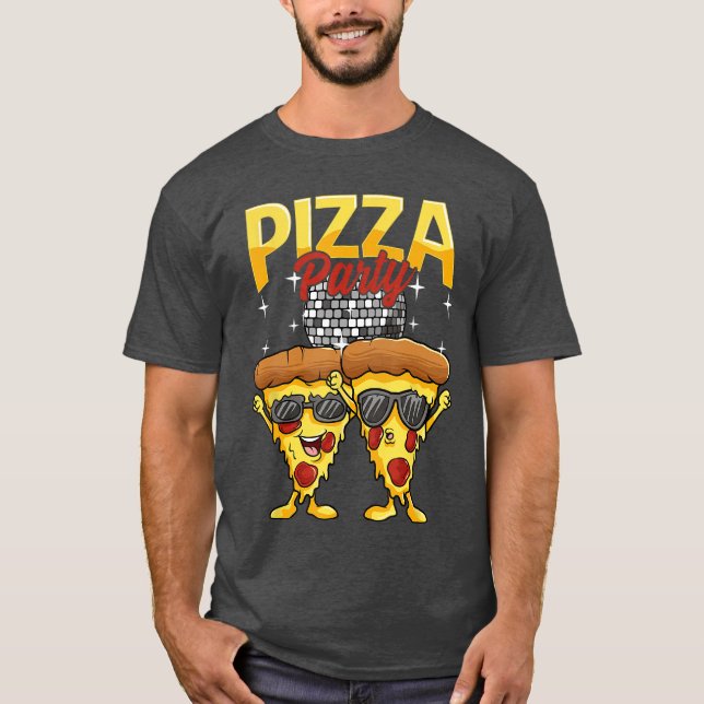 Camiseta Fiesta de Pizza Divertida Bola de Disco Gafas de S (Anverso)