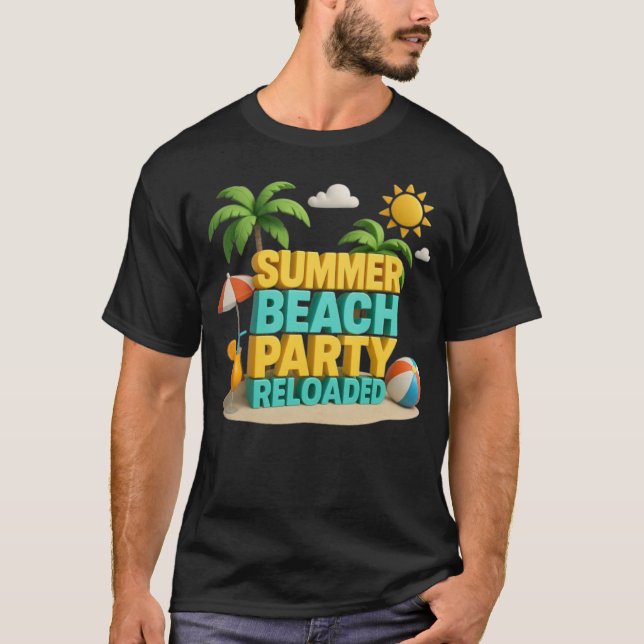 Camiseta Fiesta de playa de verano recargado (Anverso)