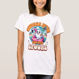 Camiseta Fiesta de Playa Fantasmal de Summerween con Flamen