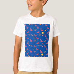 Camiseta fiesta de playa flamenco de verano azul oscuro