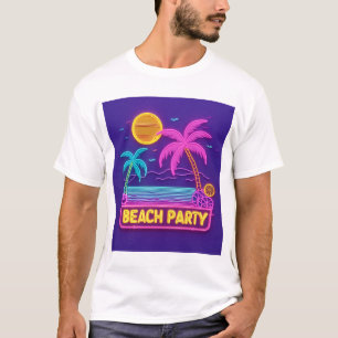 Camiseta Fiesta de playa Neon - Tee Retro Sunset & Palms