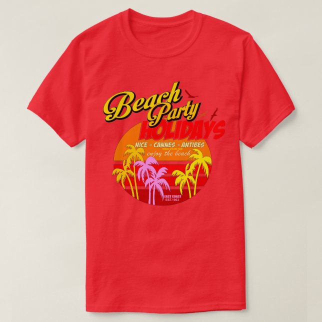 Camiseta Fiesta de playa Riviera Francesa (Diseño del anverso)