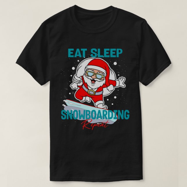 Camiseta Fiesta de repetición de Navidades de Snowboarding  (Diseño del anverso)