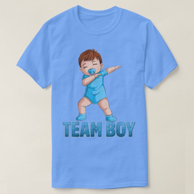 Camiseta Fiesta de Revelación de Género Equipo Niño Invitac (Diseño del anverso)