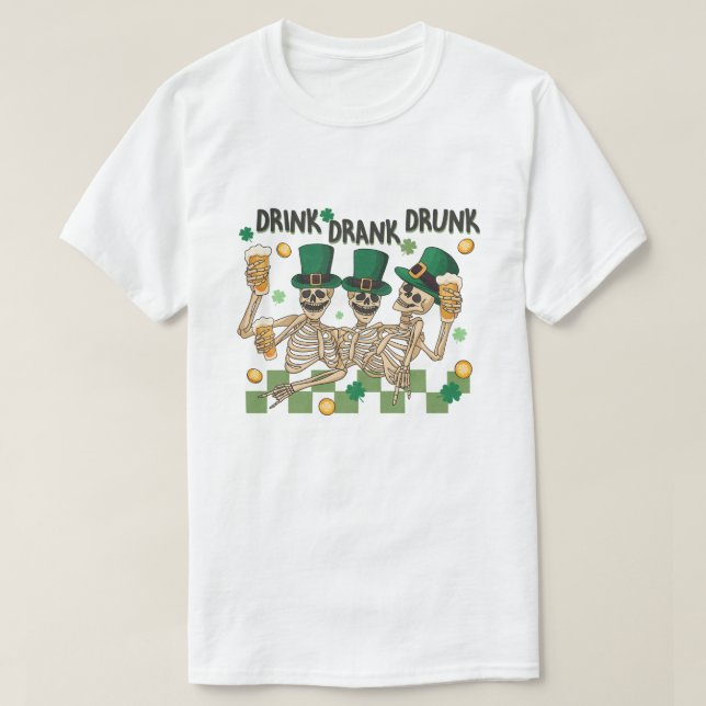 Camiseta Fiesta de Skeleton de St. Patrick (Diseño del anverso)