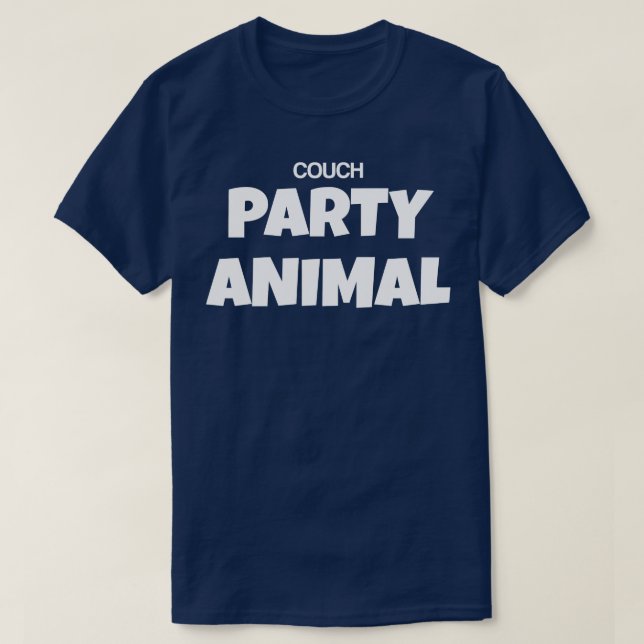 Camiseta Fiesta de sofá Animal Graciosa Satírica Tipografía (Diseño del anverso)