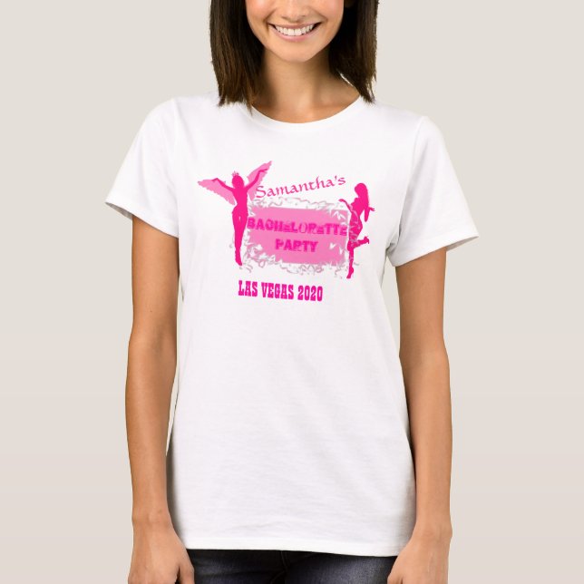 Camiseta Fiesta de soltera rosa personalizada (Anverso)
