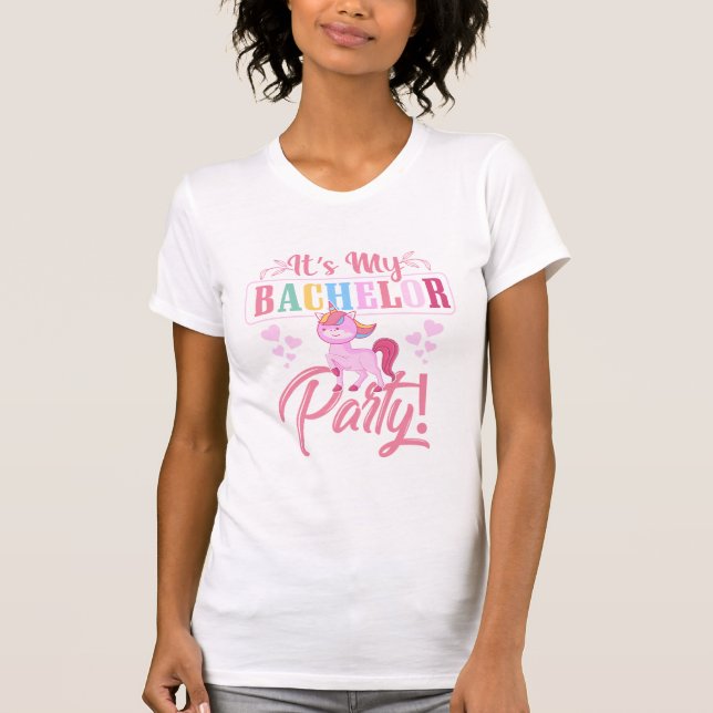 Camiseta Fiesta de Soltero de Unicornio Adorable (Anverso)