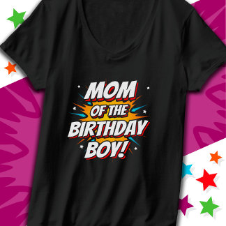 Camiseta Fiesta de superhéroes cómica mamá de niño cumpleañ