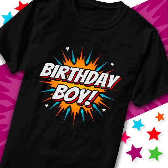 Camiseta Fiesta de superhéroes cómico héroe niño cumpleaños (Subido por el creador)
