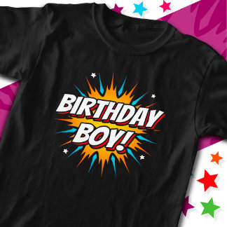 Camiseta Fiesta de superhéroes cómico héroe niño cumpleaños