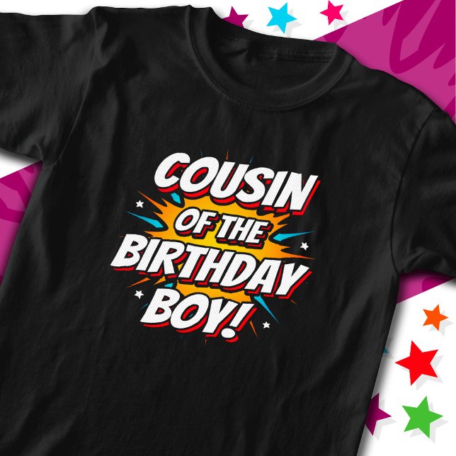 Camiseta Fiesta de superhéroes cómicos primo de niño cumple (Subido por el creador)