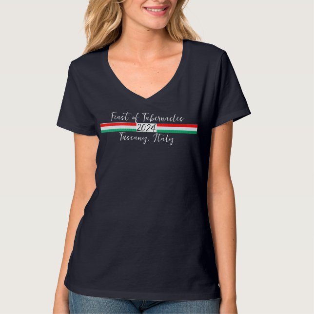 Camiseta Fiesta de tabernáculos en el cuello-V para mujeres (Anverso)