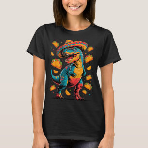 Camiseta fiesta de tacos T-rex cinco de mayo dino con sombr