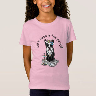 Camiseta Fiesta de té Boston Terrier (negro) Perro lindo